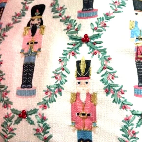 Lillian August Embroidered NUTCRACKER Pillow18x18 Pinkmas Holiday Decor NEW - Picture 10 of 12